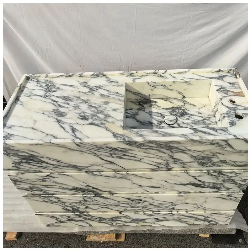 Arabescato Marble Floating Bathroom Cabinet