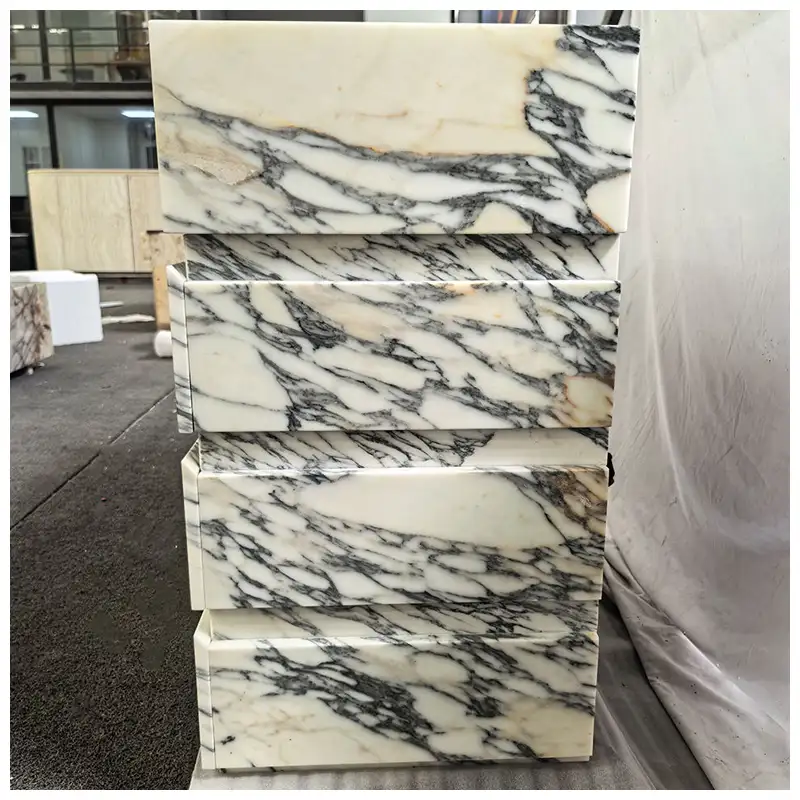 Arabescato Marble Floating Wash Cabinet Integrated Sink Bathroom Vanity