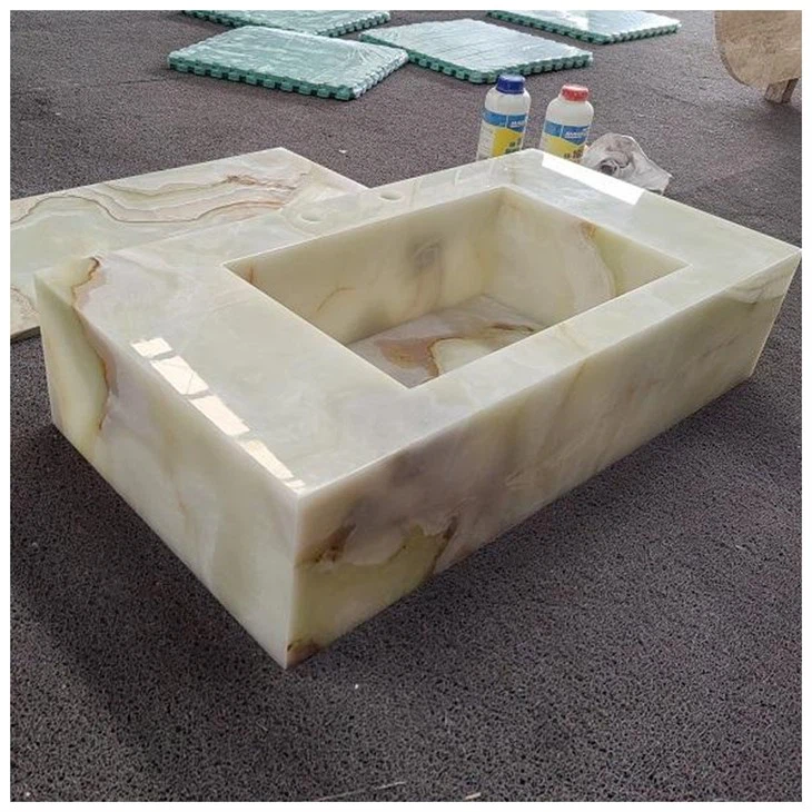 Green Onyx Marble Integrated Sinks