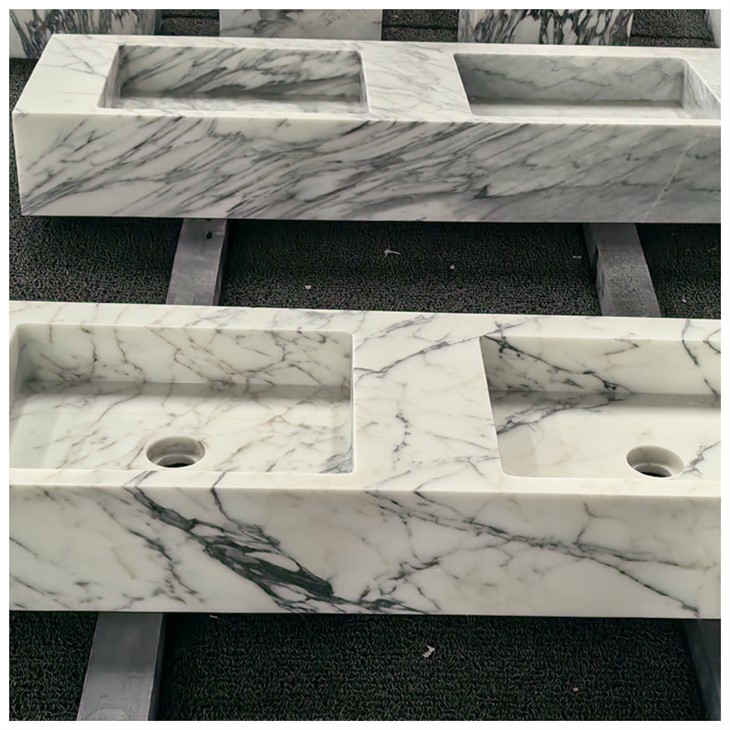 Arabescato hvid marmor integrerede bassiner