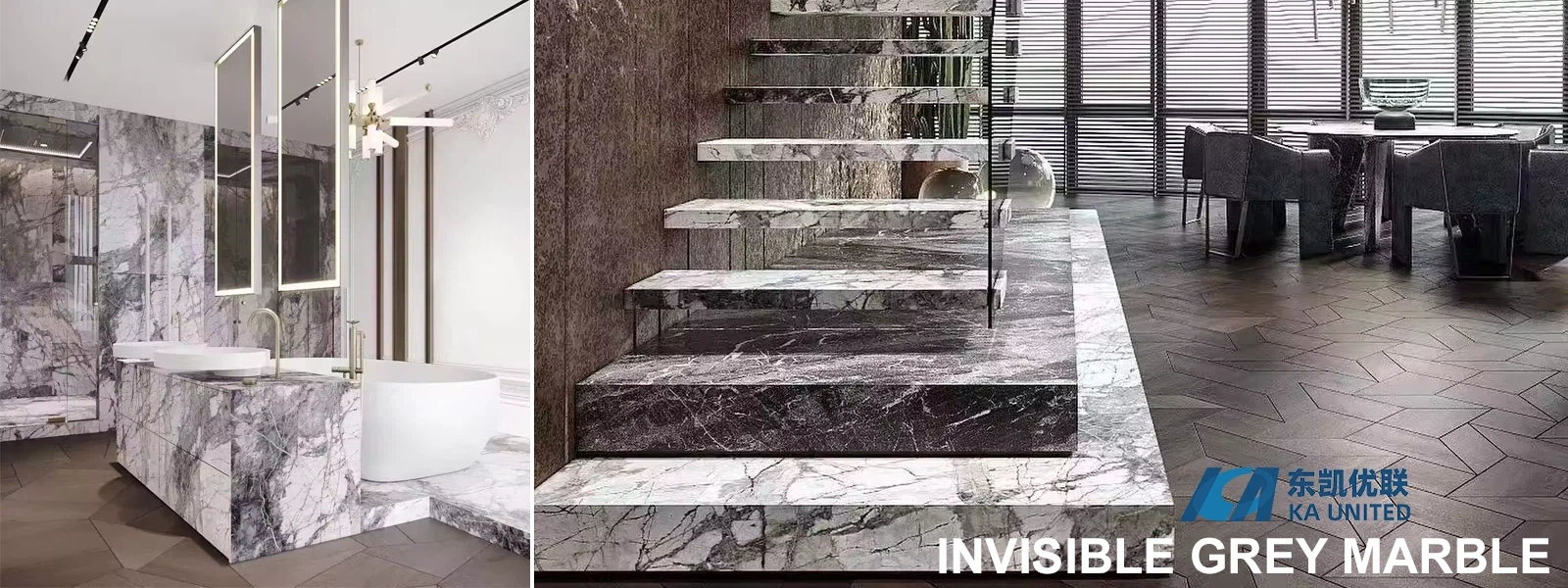 Invisible Grey Marble Tiles Luxury Home Projects-KA UNITED Invisible Grey Marble Tiles Luxury Home Projects-KA UNITED
